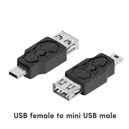 TECPHILE USB female to mini USB male adapter converter, part of the 14-in-1 set for flexible device connections.