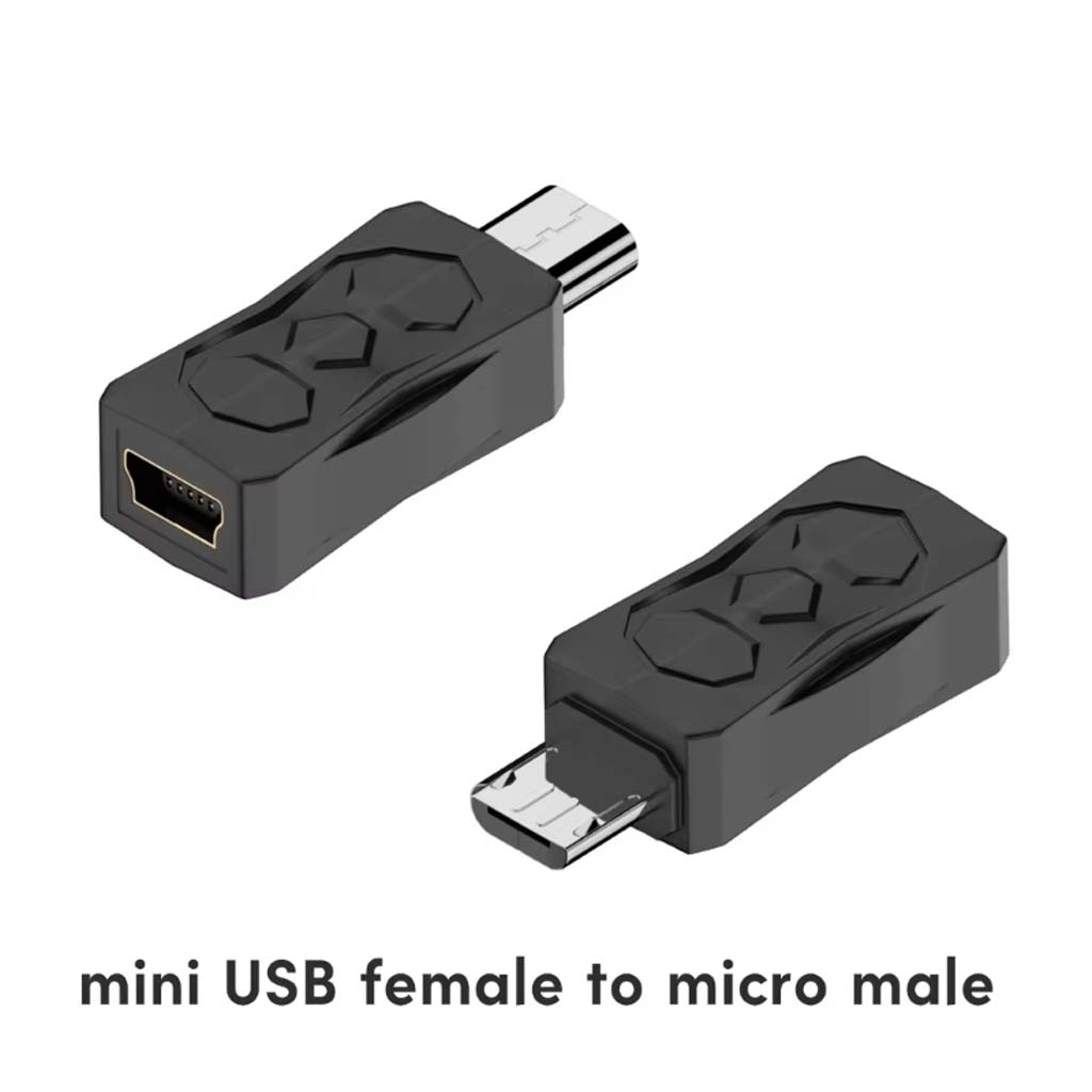 TECPHILE mini USB female to micro USB male adapter, enabling cross-compatibility between mini and micro USB devices.