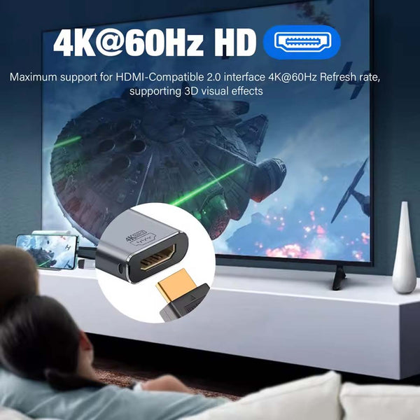 TECPHILE- 2-in-1 Type-C Male to HDMI 2.0  + Type-C 100W PD Female Adapter - 4