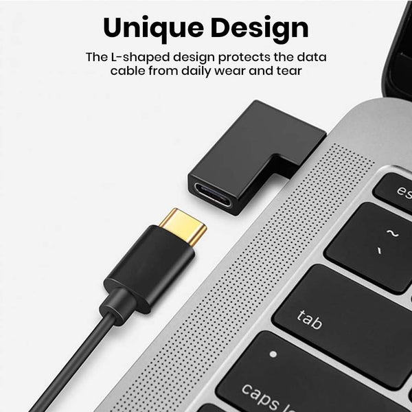 TECPHILE- 100W USB Type-C Male to Female 90° Right Angle Adapter - 9