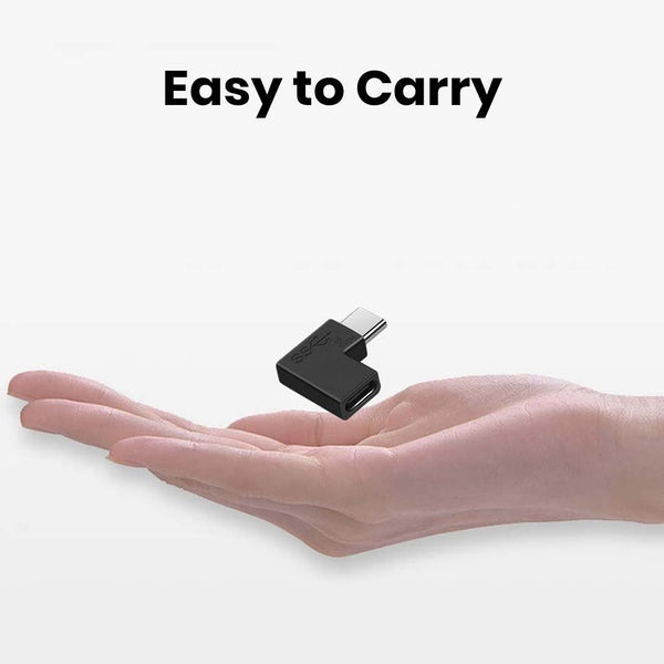 TECPHILE- 100W USB Type-C Male to Female 90° Right Angle Adapter - 10