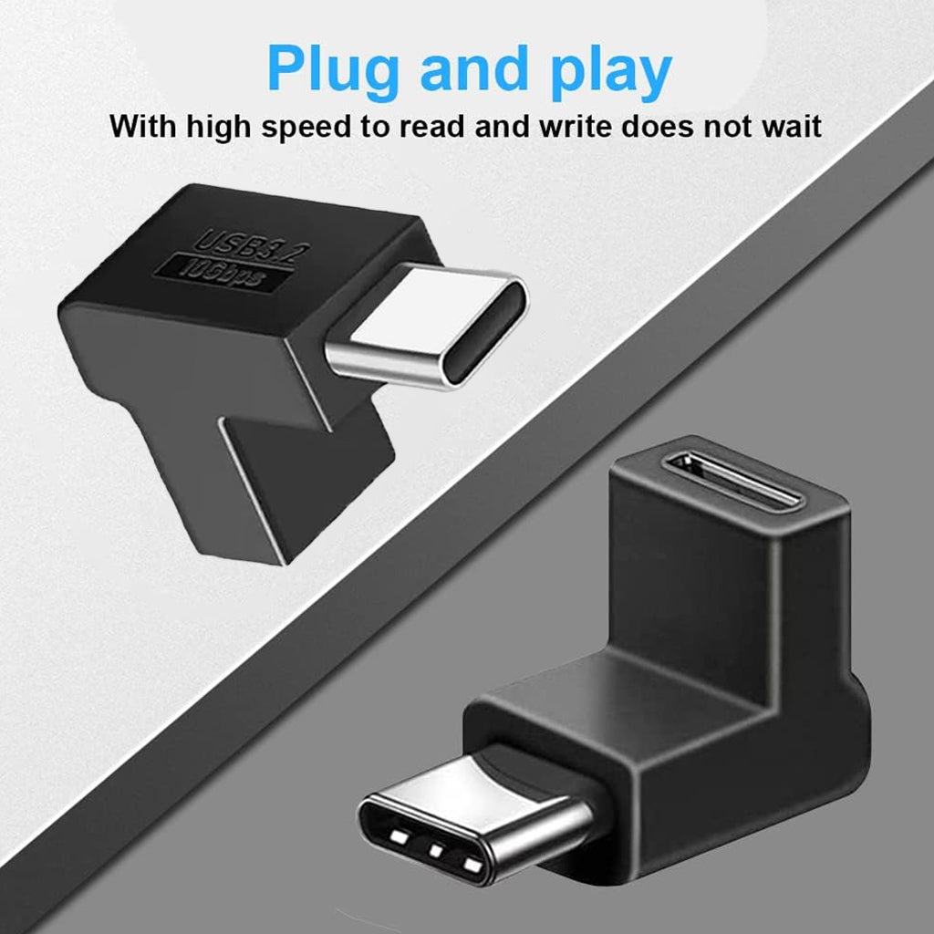 TECPHILE- 100W USB Type-C Male to Female 90Â° Right Angle Adapter
