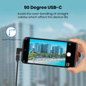 TECPHILE- 100W USB Type-C Male to Female 90° Right Angle Adapter - 5