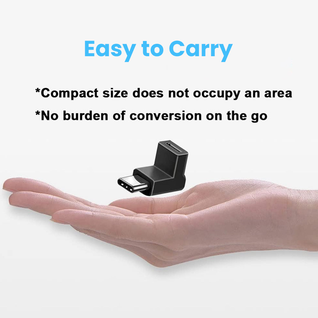 TECPHILE- 100W USB Type-C Male to Female 90Â° Right Angle Adapter