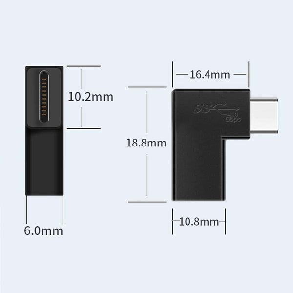 TECPHILE- 100W USB Type-C Male to Female 90° Right Angle Adapter - 7