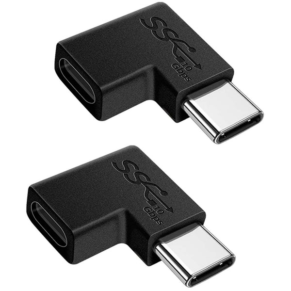 TECPHILE- 100W USB Type-C Male to Female 90° Right Angle Adapter - 12