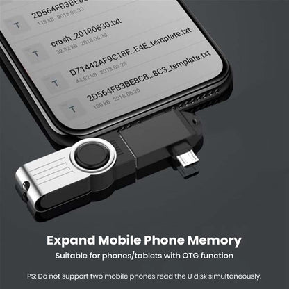 TECPHILE OTG adapter expands mobile phone memory by connecting USB drives to phones and tablets with micro USB or Type-C ports.