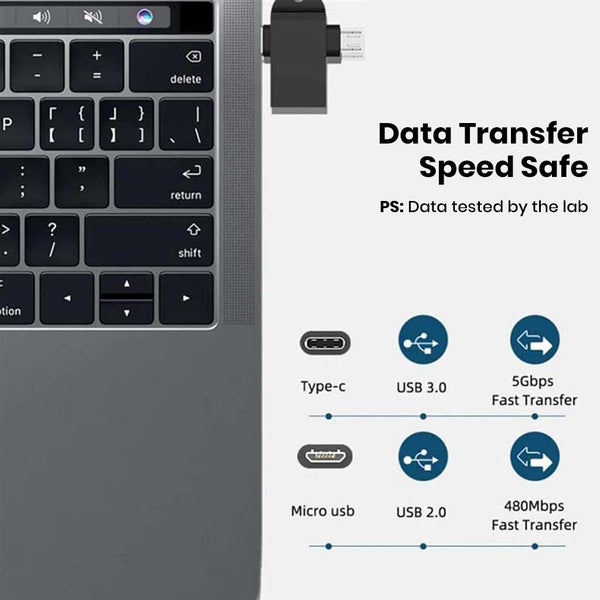TECPHILE- 2-in-1 Micro Type-C & Type-C Male to USB-A Female Adapter - 5