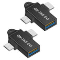 TECPHILE- 2-in-1 Micro Type-C & Type-C Male to USB-A Female Adapter - 8