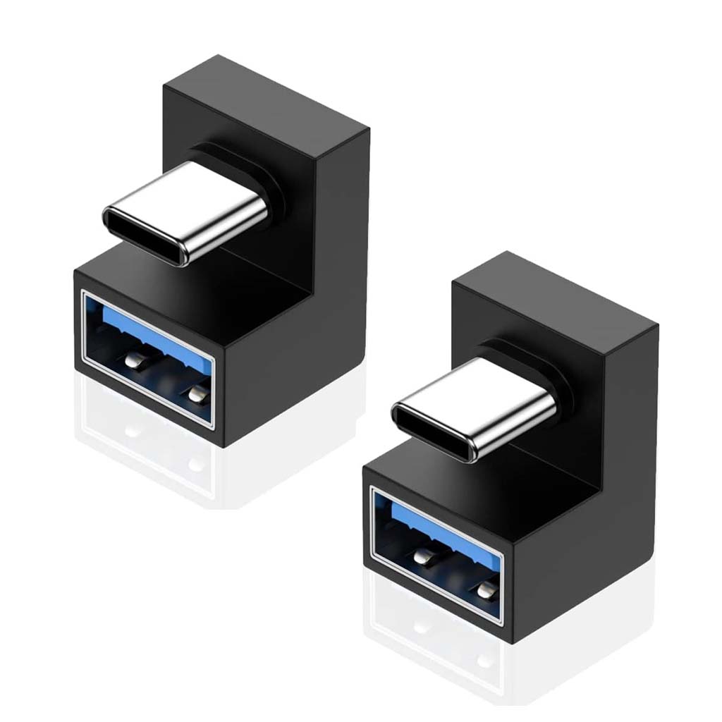 Pair of TECPHILE U-Shaped Type-C 3.1 to USB-A Adapters, perfect for dual-device use with high-speed data transfer and OTG support.