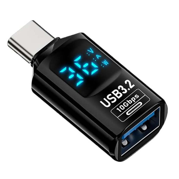 TECPHILE- 100W Type C Male to USB Female OTG Adapter with Digital Display - 10