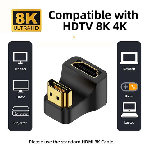 TECPHILE – U Shape HDMI to HDMI 8K Adapter - 0