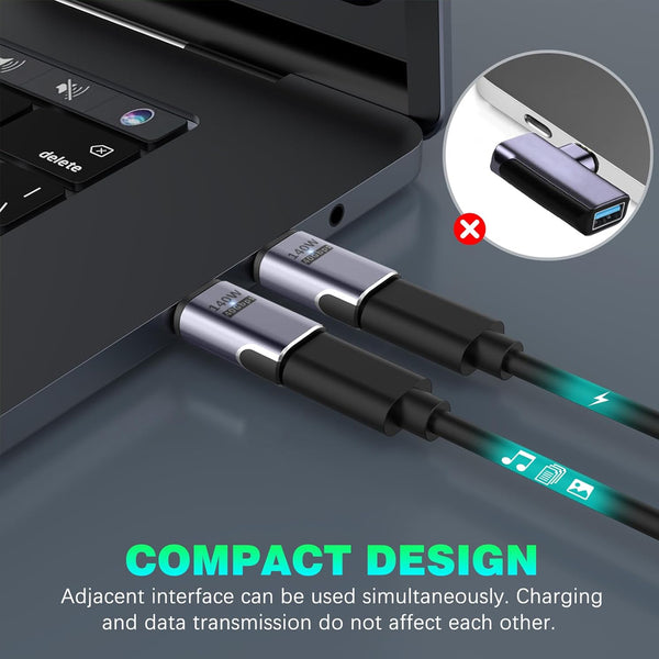 TECPHILE - 140W 40Gbps Type C Female to Type C Male Magnetic Adapter - 29
