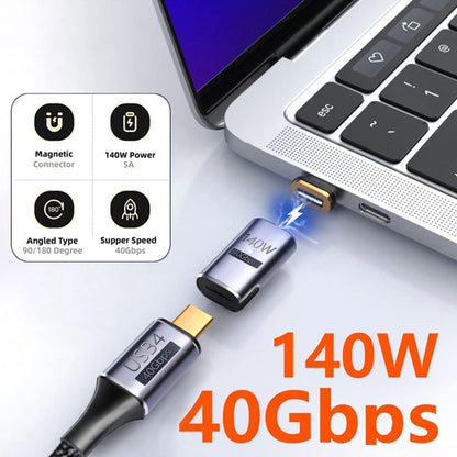 TECPHILE - 140W 40Gbps Type C Female to Type C Male Magnetic Adapter