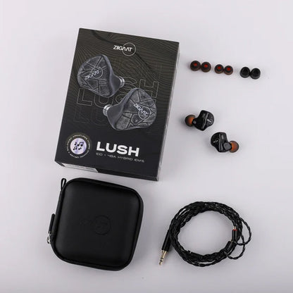ZiiGaat Lush IEM Black NoMic 3.5mm box content