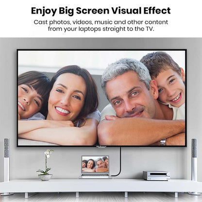 Stream content from laptop to TV using TECPHILE 8K Mini DP adapter for immersive big screen viewing experience.