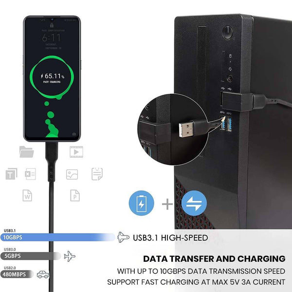 TECPHILE- U-Shaped USB A 3.1 Male to Female Adapter - 6