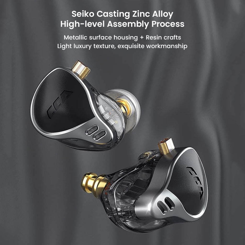CCA-APEX24 IEM featuring zinc alloy housing and resin craftsmanship, offering a luxurious finish and durable construction.