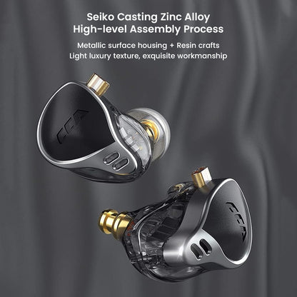 CCA-APEX24 IEM featuring zinc alloy housing and resin craftsmanship, offering a luxurious finish and durable construction.