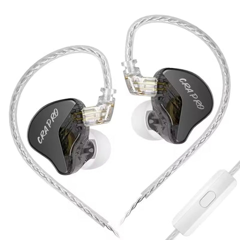CCA-CRA Pro Ultra-Thin Dynamic Driver In-Ear Monitor with detachable silver-plated cable and ergonomic earbud design for superior sound.