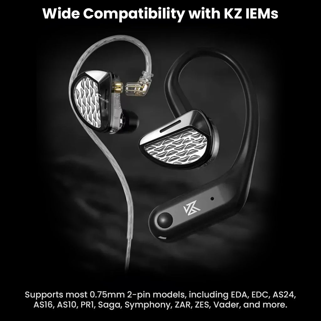 KZ AE01 PRO Adapter supports wide compatibility with 0.75mm 2-pin KZ IEMs, including AS16, PR1, ZAR, and more for versatile use.