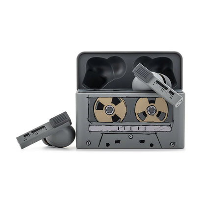 MOONDROP Golden Ages 2 TWS earbuds with retro cassette-style charging case and 13mm planar magnetic drivers for Hi-Fi ANC audio.