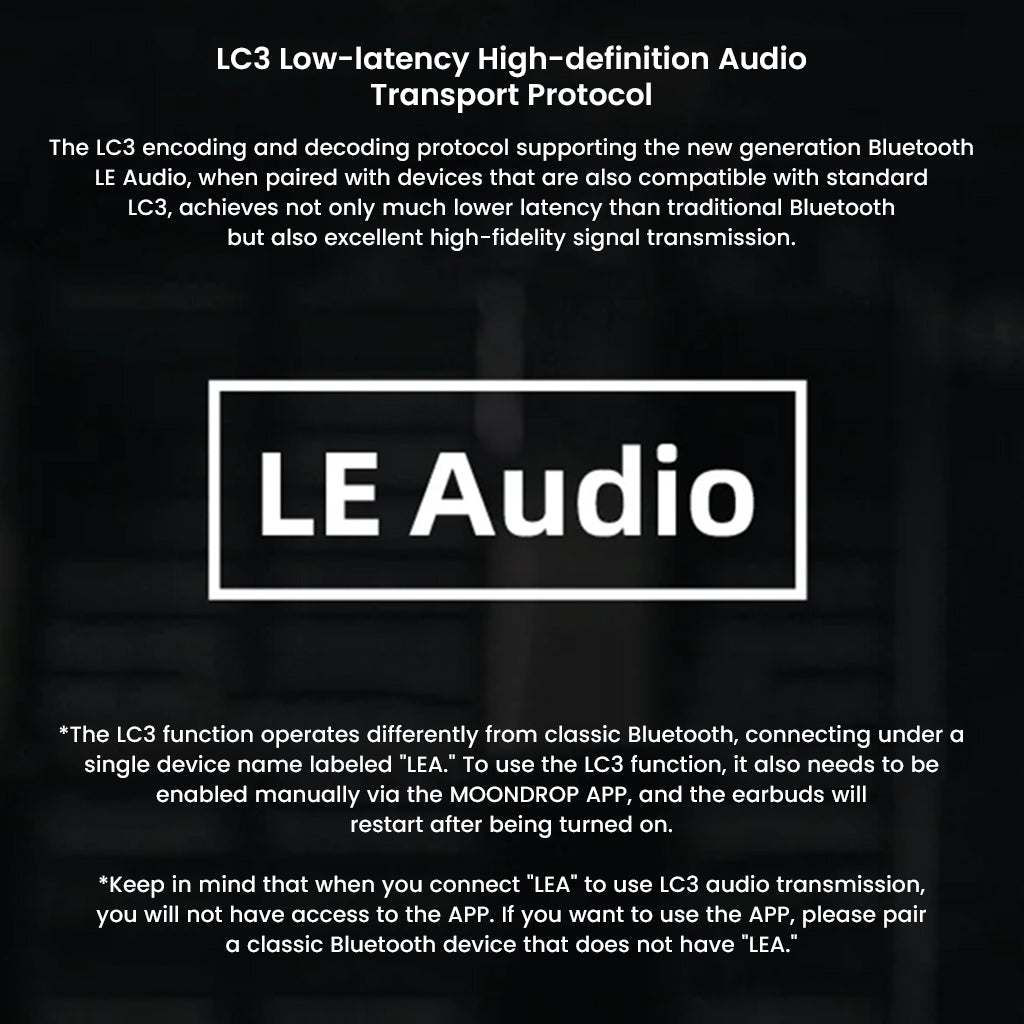 Golden Ages 2 TWS earbuds support LC3 LE Audio protocol for low-latency, high-definition Bluetooth audio transmission with improved efficiency.