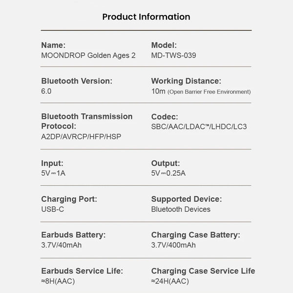 MOONDROP- Golden Ages 2 13mm Planar Magnetic Hi-Fi ANC TWS Earphones - 23