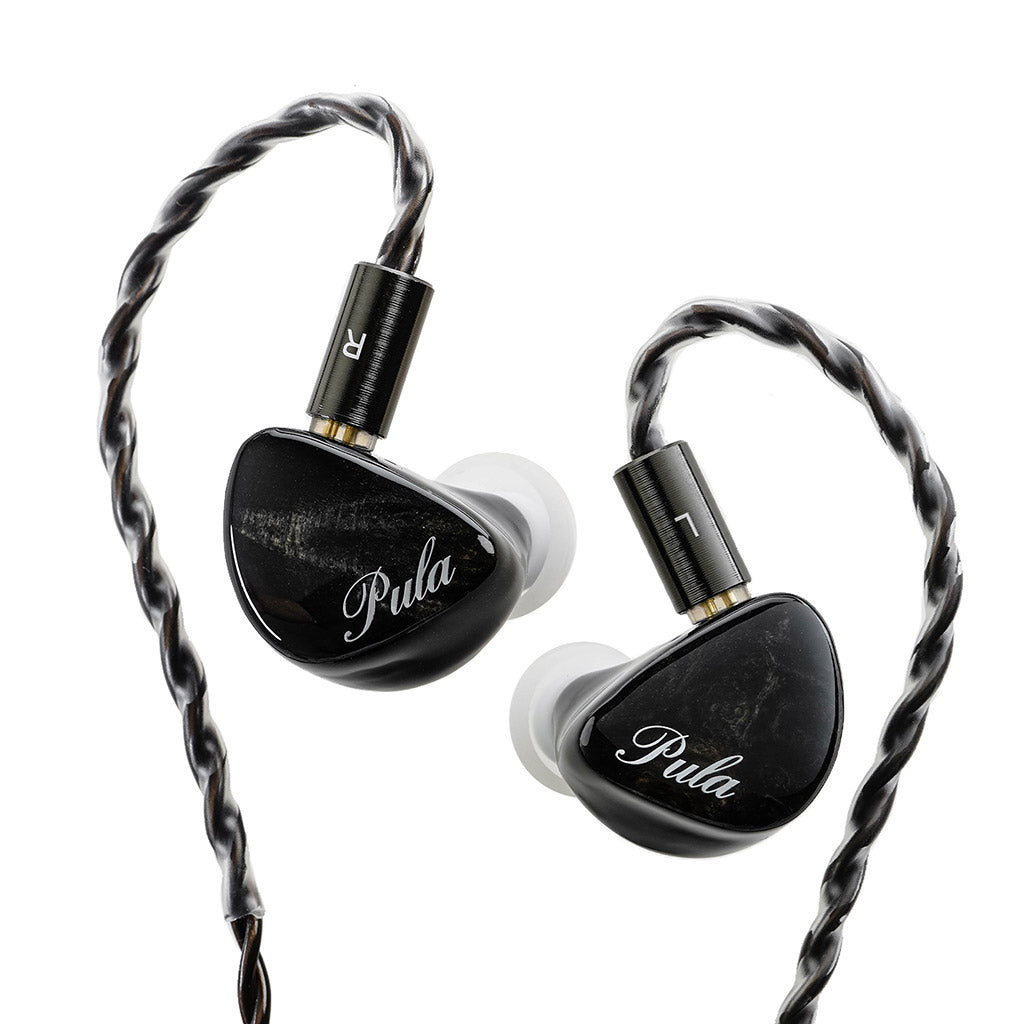 PULA Unicrom IEM in black with 10mm dynamic driver and ergonomic design for audiophile-grade sound and comfort.