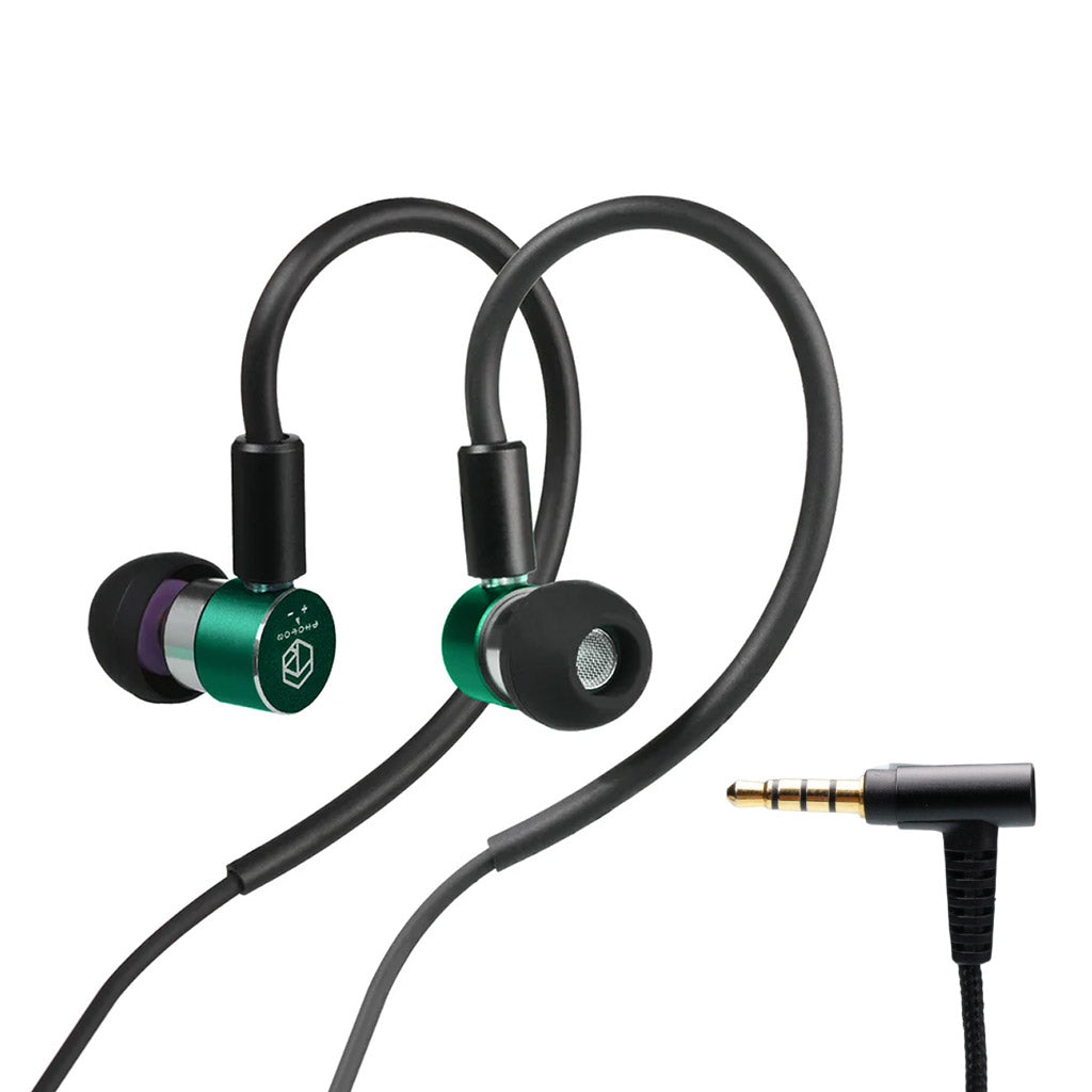 Green variant of Photon Pro IEM with 8mm HD driver and over-ear cable, delivering clean sound and stylish design.