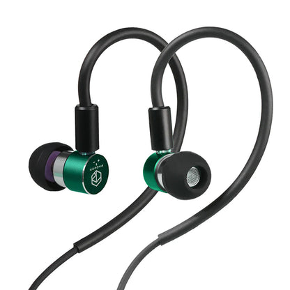 Green Photon Pro IEM with ergonomic over-ear cable and HD driver, ideal for immersive audio experiences.