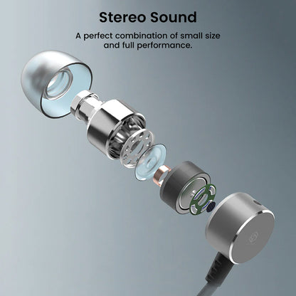 Exploded view of Photon Pro IEM revealing internal 8mm HD dynamic driver components for superior stereo sound performance.
