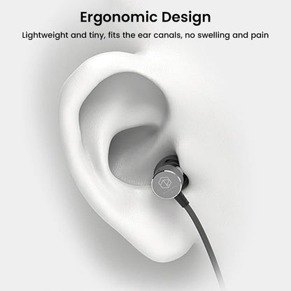 Ergonomic design of Photon Pro IEM shown in ear, ensuring lightweight comfort and pain-free listening for extended use.