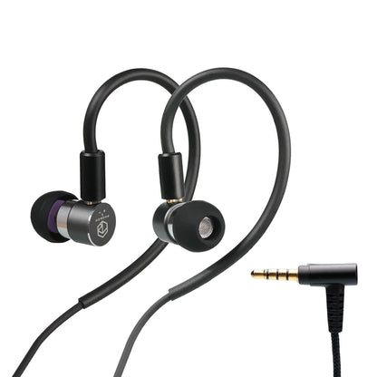 Black and silver Photon Pro IEM with 3.5mm jack, featuring HD 8mm driver for distortion-free audio clarity.