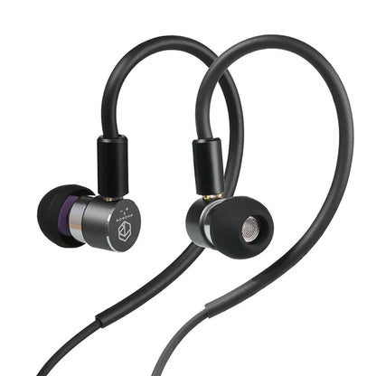Black Photon Pro IEM with purple accent and HD 8mm driver, designed for clean sound and secure in-ear fit.