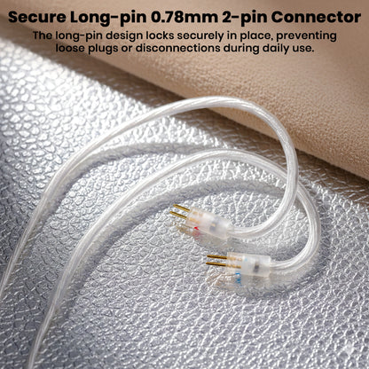 Close-up of TANCHJIM - Bunny Replacement Cable's secure 0.78mm 2-pin connectors, designed to prevent disconnections during daily use.