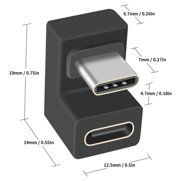 TECPHILE- U-Shaped USB 3.1 Type-C Male to Female Adapter - 3