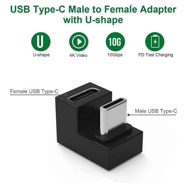 TECPHILE- U-Shaped USB 3.1 Type-C Male to Female Adapter - 4