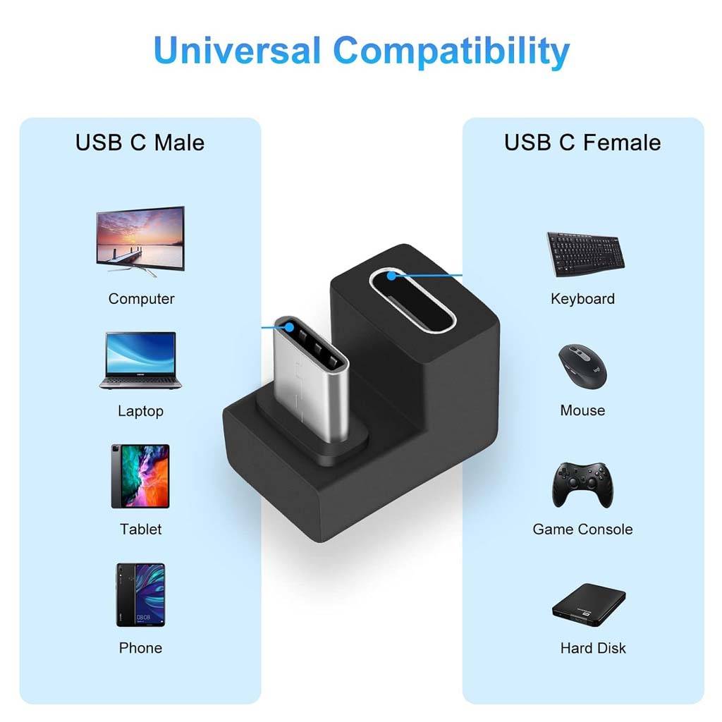TECPHILE CA120 U Shape Adapter Black CM CF UNIVERSAL COMPATIBILITY
