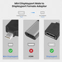 TECPHILE- 8K Mini DP 1.4 Male to DisplayPort Female Adapter - 2