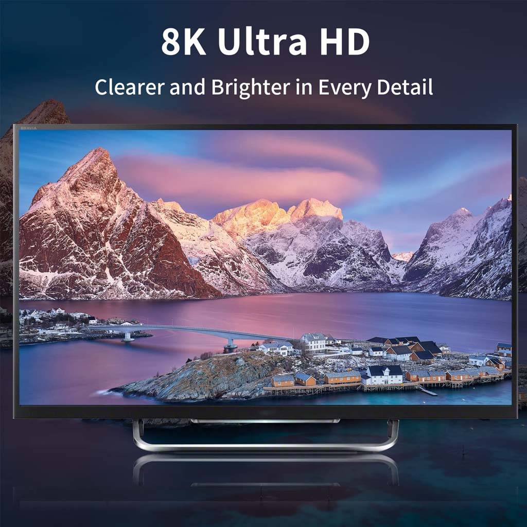 8K Ultra HD display supported by TECPHILE Mini DP Adapter, delivering clearer and brighter visuals for professional and entertainment use.