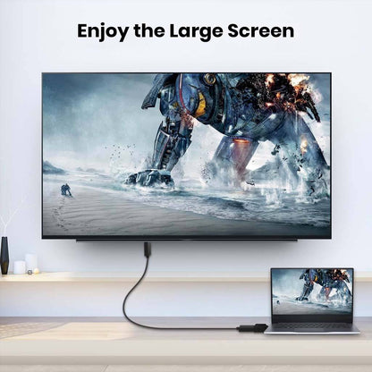 TECPHILE Mini DisplayPort Adapter enables large screen viewing by connecting laptops to 8K TVs or monitors for immersive entertainment experiences.