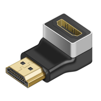 TECPHILE 4K HDMI male to HDMI female 90° right angle adapter with gold-plated connectors for stable signal transmission in tight spaces.