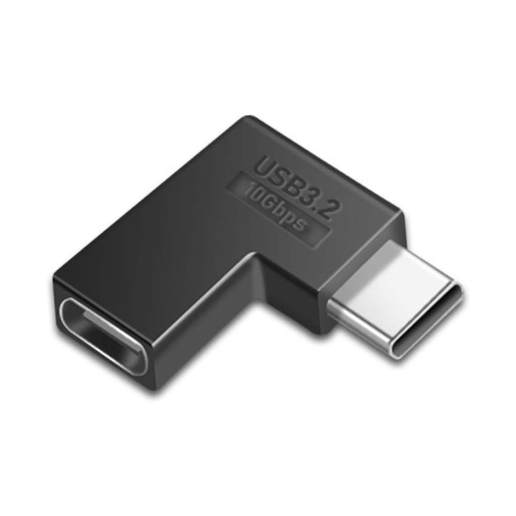 TECPHILE 100W USB-C Adapter with USB 3.2 support, angled male to female connector for fast 10Gbps data transfer and charging.