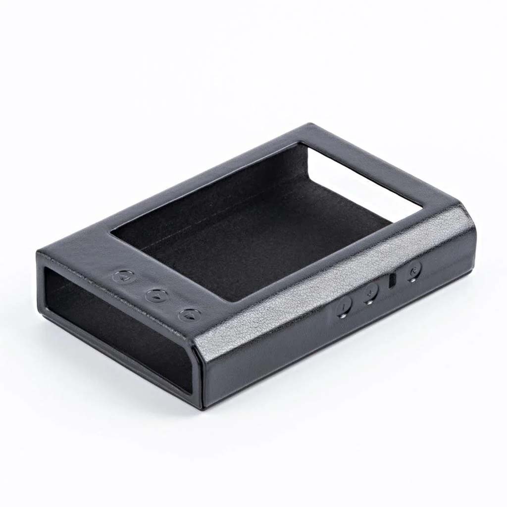 Angled view of TempoTec Variations V3 Series protective PU leather case showing side button access and durable stitching for long-term use.