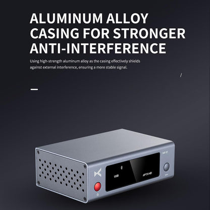 xDuoo MX-01 Bluetooth Transmitter features aluminum alloy casing for enhanced durability and reduced signal interference.