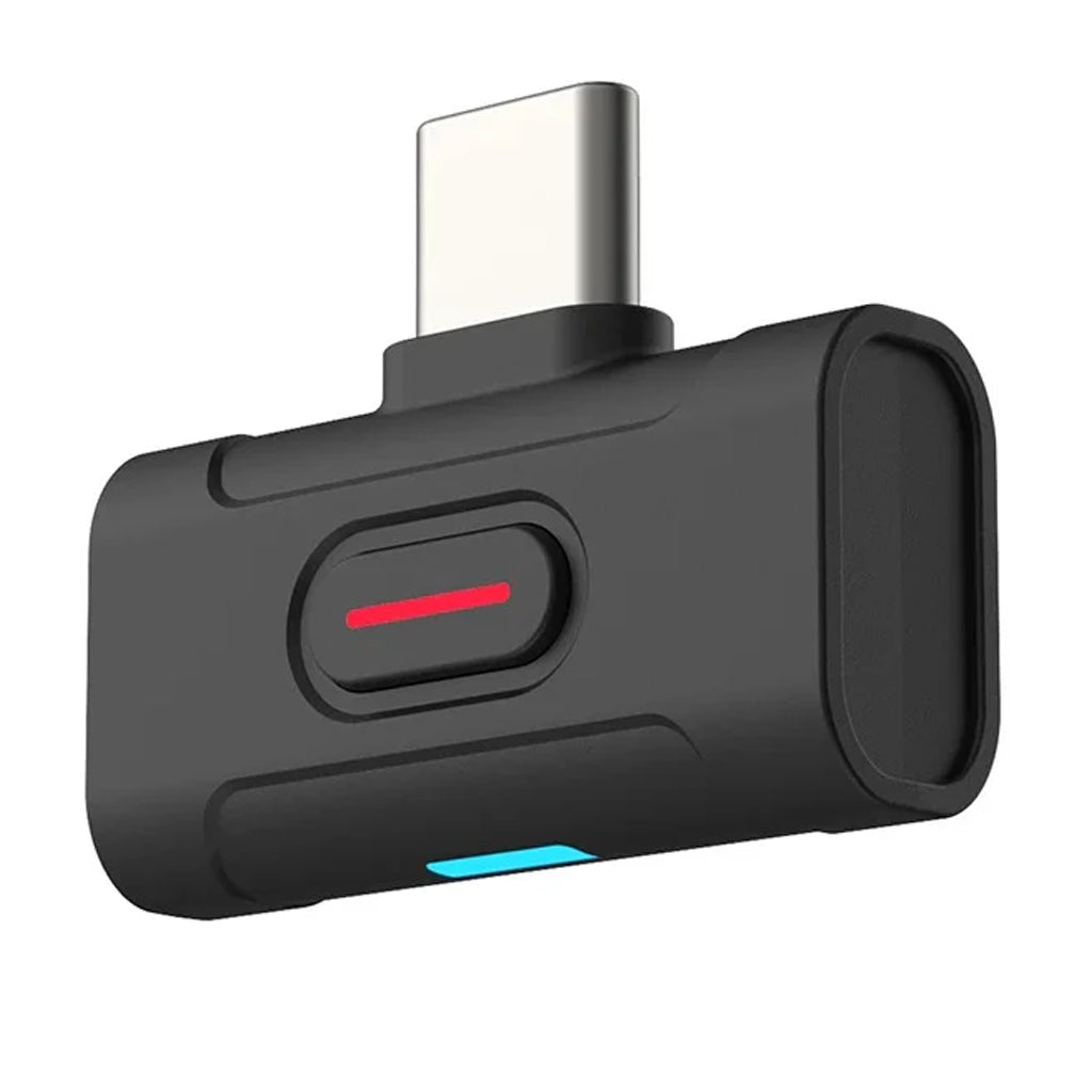 xDuoo MX-C1 Bluetooth 5.4 Audio Bluetooth Transmitter with Type-C connector and RGB indicator, compact and sleek design for portable use.