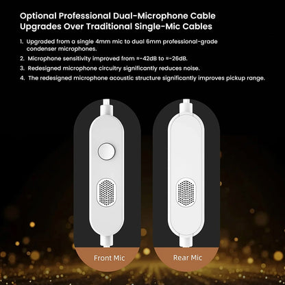 Dual-microphone cable upgrade for KZ Vader Pro IEM, offering improved sensitivity and pickup range for professional audio use.