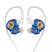 QKZ AK6 IEM in blue variant with gold faceplate and ergonomic design for immersive audio and stylish appeal.