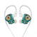 QKZ AK6 IEM in green variant with gold faceplate, offering customizable sound and premium build for audiophiles.